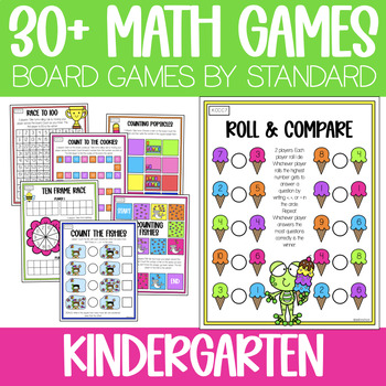 Preview of 33 Kindergarten Math Board Games by Standard {Centers}