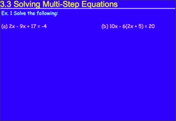 Preview of 3.3 Solving Multistep Equations Day 2