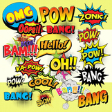 33 Superhero Clipart, Comic Book Clip Art, Comic Text Spee