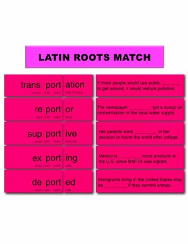 Preview of Latin Roots Match Manipulatives & Task Cards