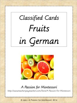 Preview of GERMAN Fruit Classified Cards Fruechte, Montessori Flash Cards, Set of 34