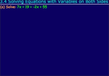 Preview of 3.4 Solving Equations with Variables on Both Sides