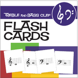 34 Music Flash Cards | Treble and Bass Clef (Digital Print)