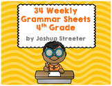 34 Weekly Grammar Worksheets/Quizzes for 4th Grade