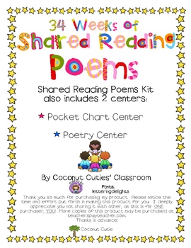Preview of 34 Weeks of Shared Reading Poems/Pocket Chart /Poetry Centers