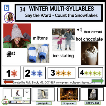Preview of 34 Winter Multisyllables BOOM Cards