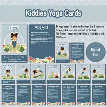 34 Yoga Cards for kiddies 2 to 5 years old, Digital Download by Kirsty Siems