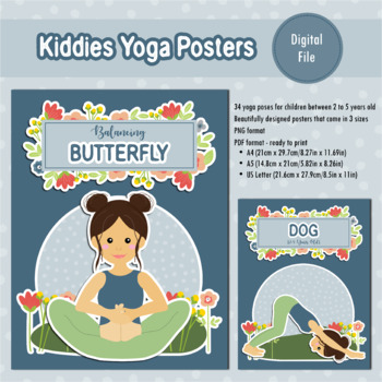 Preview of 34 Yoga Posters for kiddies 2 to 5 years old, Digital Download