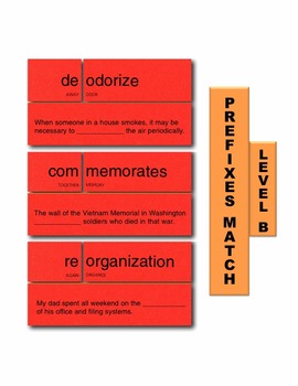Preview of Prefixes B Match Manipulatives & Task Cards
