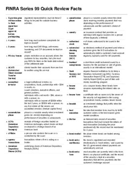 Preview of 340+ Quick Review Facts for the FINRA Series 99 Exam