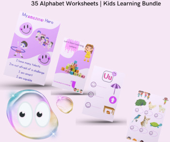 Preview of 35 Alphabet Worksheets | Kids Learning Bundle | Toddler Learning Binder | Smart