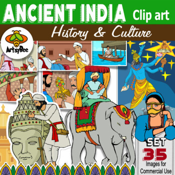 Preview of 35 Ancient India: History and culture Clip Art images set High Resolution