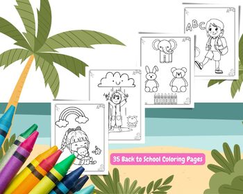 Preview of 35 Back to School Coloring Pages for preschoolers