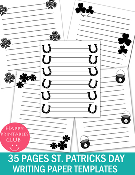 Preview of 35 Black and White St. Patricks Day Writing Paper Template- St. Patricks Papers