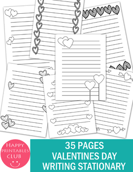 Preview of 35 Black and White Valentine's Day Writing Paper Template-Valentines Stationary