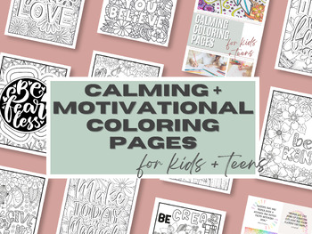 Preview of 35 Calming and Motivational Coloring Pages for Kids and Teens