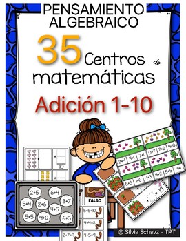Preview of 35 Centros de aprendizaje de matemáticas para practicar sumas del 1 a 10