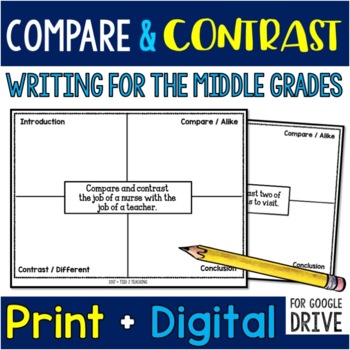 Preview of Compare and Contrast Writing Prompts for the Middle Grades