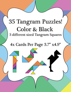 Preview of 35 Different Tangram Puzzles - Black & Color
