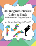 35 Different Tangram Puzzles - Black & Color
