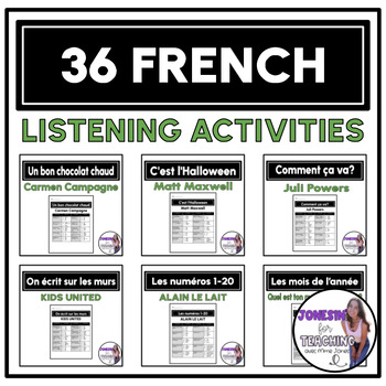 Preview of 36 French Listening Activities for Pre A1 level students Jonesinforteaching