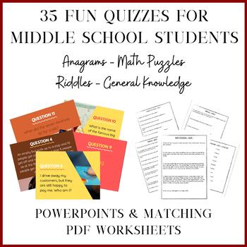 Preview of 35 Fun Quizzes | Anagrams, Riddles, General Knowledge & Math | Fun Morning Work