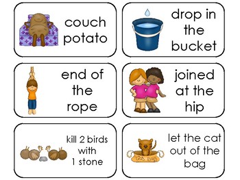 35 Idioms Picture and Word Printable Flashcards. Preschool-3rd Grade