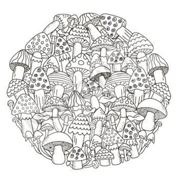 35 Mushroom Coloring Mandala Pages by NoDowdy | TPT