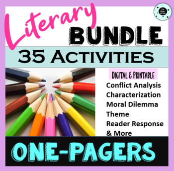 Preview of 35 One Pagers Fiction Bundle - Printable & Editable Google Slides