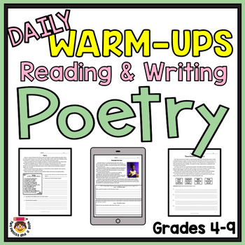Preview of 35 POETRY MONTH Reading Comprehension & Writing Warm-Ups | Morning Work