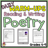 35 POETRY MONTH Reading Comprehension & Writing Warm-Ups |