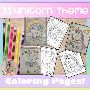 35 Page Differentiated Unicorn Theme Coloring Set! Just Print and Go!