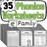 35 Phonics Worksheets | 1st Grade e word families