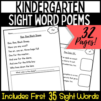 Preview of Kindergarten Sight Word Worksheets