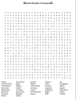 35 Social Studies Terms Crossword Activity by MrsStoutJ | TPT
