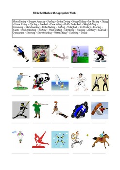 35 Sports and Extreme Sports - A Worksheet by Sessizlik Ve | TpT