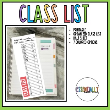 Preview of 35 Student Class List Template | Printable