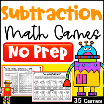 Preview of 35 Subtraction Games for Fact Fluency: NO PREP Math Games: Printable and Digital