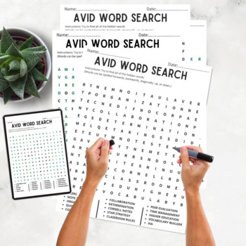 Preview of 35 Terms AVID Word Search