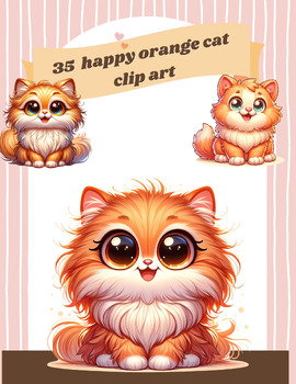 Preview of 35 happy orange cat clip art illustrations!