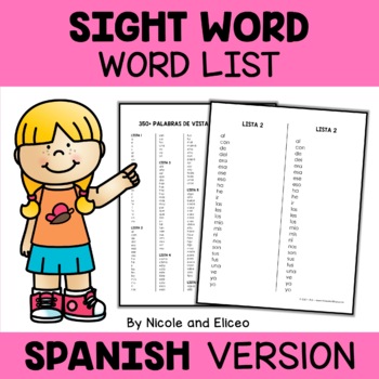 Preview of Spanish Sight Word Lists
