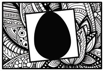Preview of 36 Easter Zentangle Coloring Pages, Easter Silhouette Art