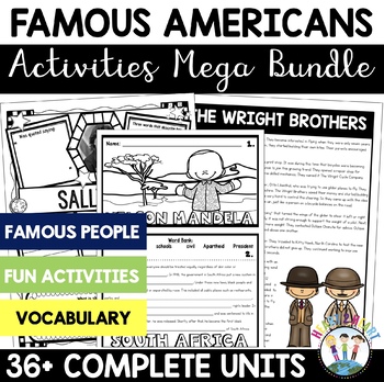 Preview of 36 Famous Americans Bundle Biography Project Scientists Inventors US Presidents