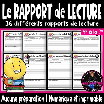 Preview of 36 French Book Reports I 36 rapports de lecture I Rapport de livre