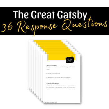 Preview of 36 Great Gatsby Response Questions F. Scott Fitzgerald for AP ELA High School