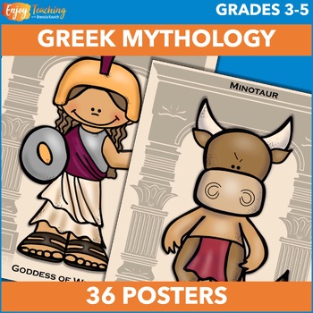 Preview of 36 Characters from Greek Mythology Posters for 3rd, 4th, and 5th Grade