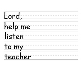 36 Handwriting Sheet Christian Prayers Utilizing K/1 Sight Words