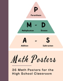 36 High School Math Classroom Posters (Cool Colors Palette)