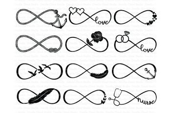 36 Infinity Bundle Svg Files Infinity Symbols Love Paw Heart Birds Nurce
