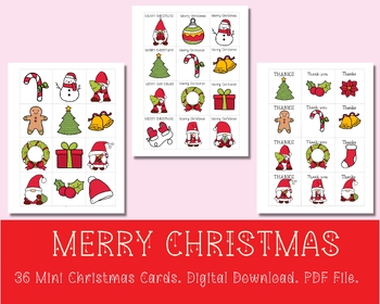 Preview of 36 Mini Christmas Cards | Digital Download Mini Christmas cards